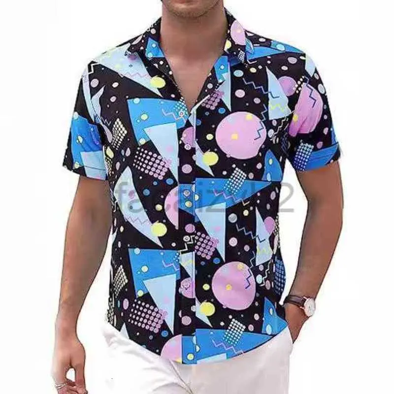 Men's Plus Tees Polos Harajuku Style 3D Digital Imprimé à manches courtes pour hommes Hawaiian Beach Style Loose Casual Shirts décontractés