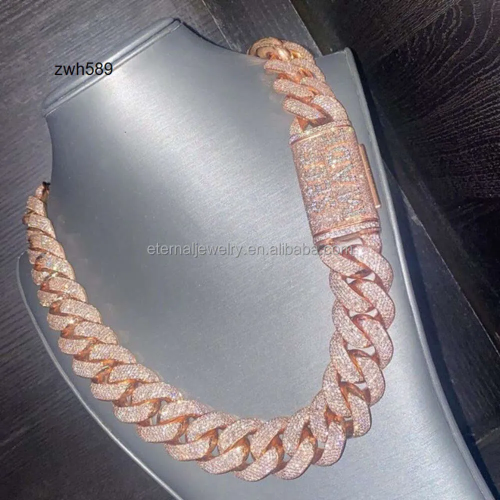Designer gioielli hip hop personalizzato s925 argento 10k 14k 18k oro pieno oro pieno di geissanite lab lab naturale diamante cubano collana a catena cubana