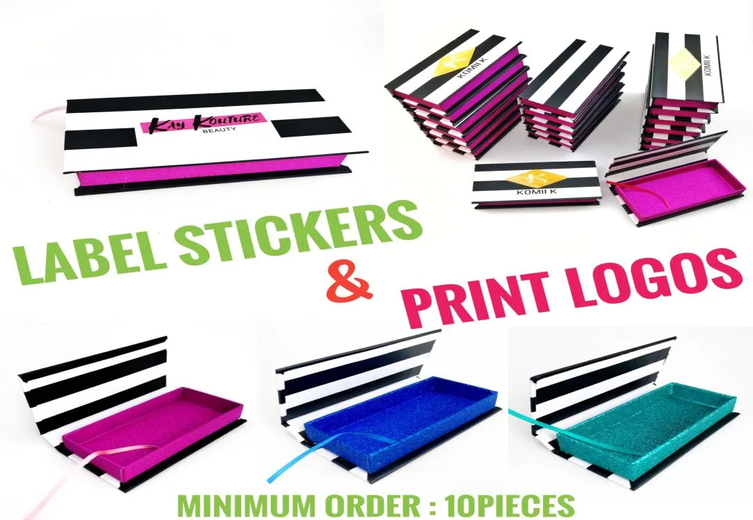 Custom LogoPurpleGreenBlue Rectangular Zebra Stripes False Eyelashes Packaging Box 3d 25mm mink lash box magnetic case Custom2074489