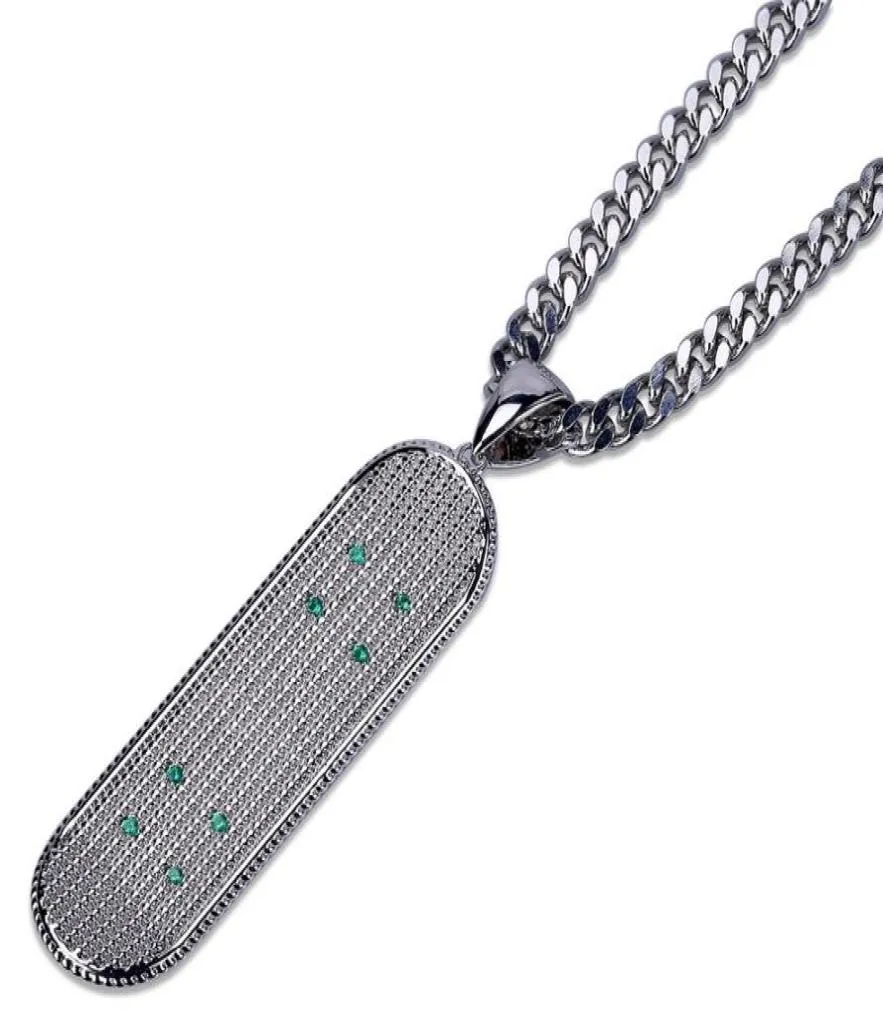 Fashion Men 18K Gold Skateboard Pendant Neckner Designer Hip Hop Rap Rock Jewelry 60 cm Collane punk a catena per maschi1575397