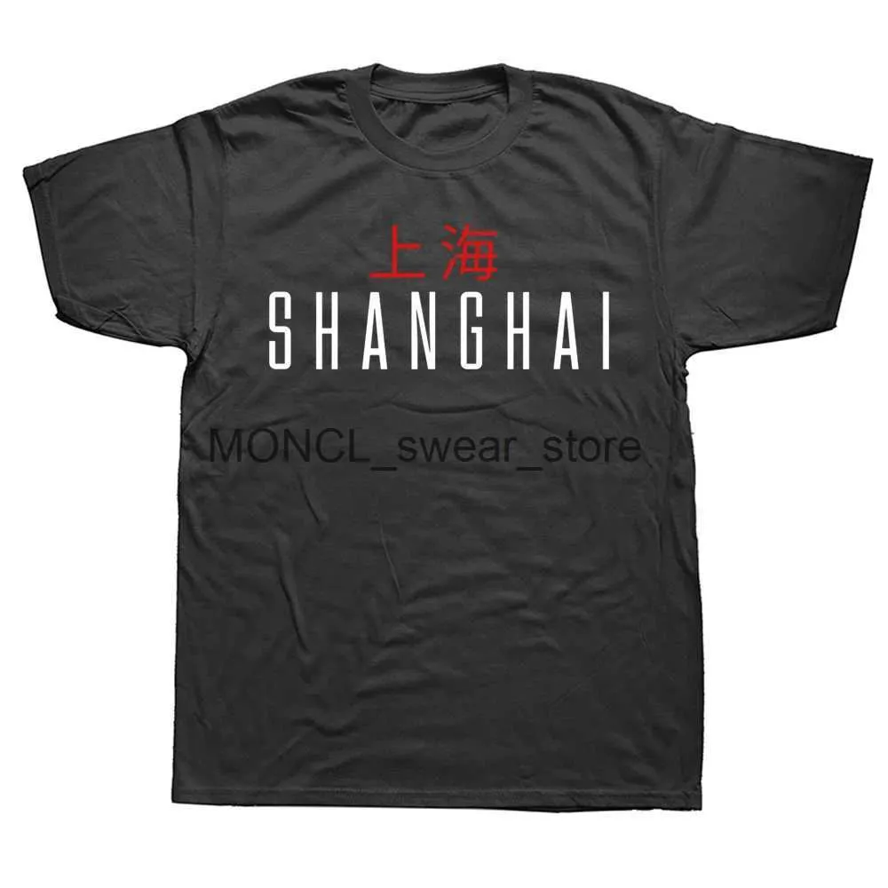 Erkek Tişörtler Komik Şangay T Shirtler Grafik Pamuk Strtwear Kısa Slve Doğum Günü Hediyeleri Yaz Stil T-Shirt Erkek Giyim H240506