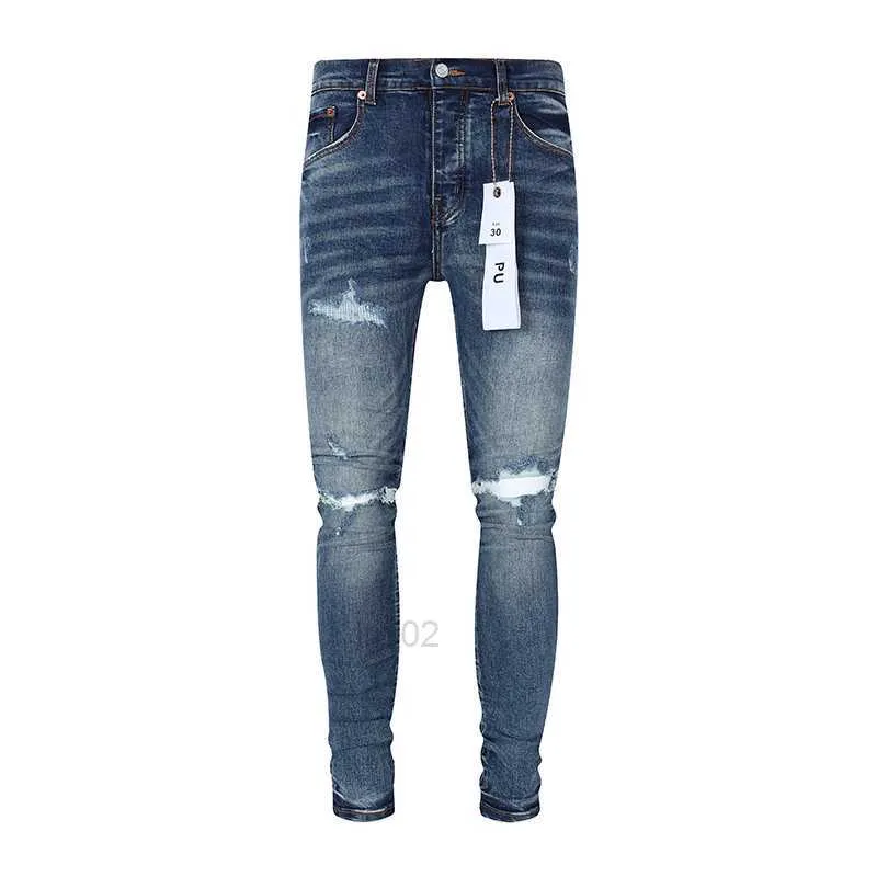 Mäns jeans Jeans nödställda motorcykelcyklist Jean Rock Skinny Slim Ripped Hole Letter Top Quality Brand Hip Hop Denim PantsB8E4