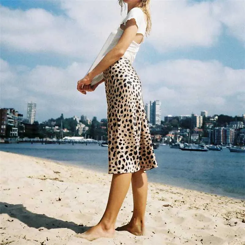 スカート新しい見事なヒョウのプリントミディパルナオミスカートウーマンセクシーなスカート複数のサイズ卸売ハイウエストスカート