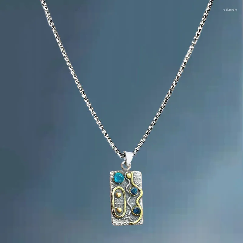 Colliers pendants Style bohème Collier géométrique d'originalité vintage pour les femmes Blue Crystal Candarbone Chain Bijoux
