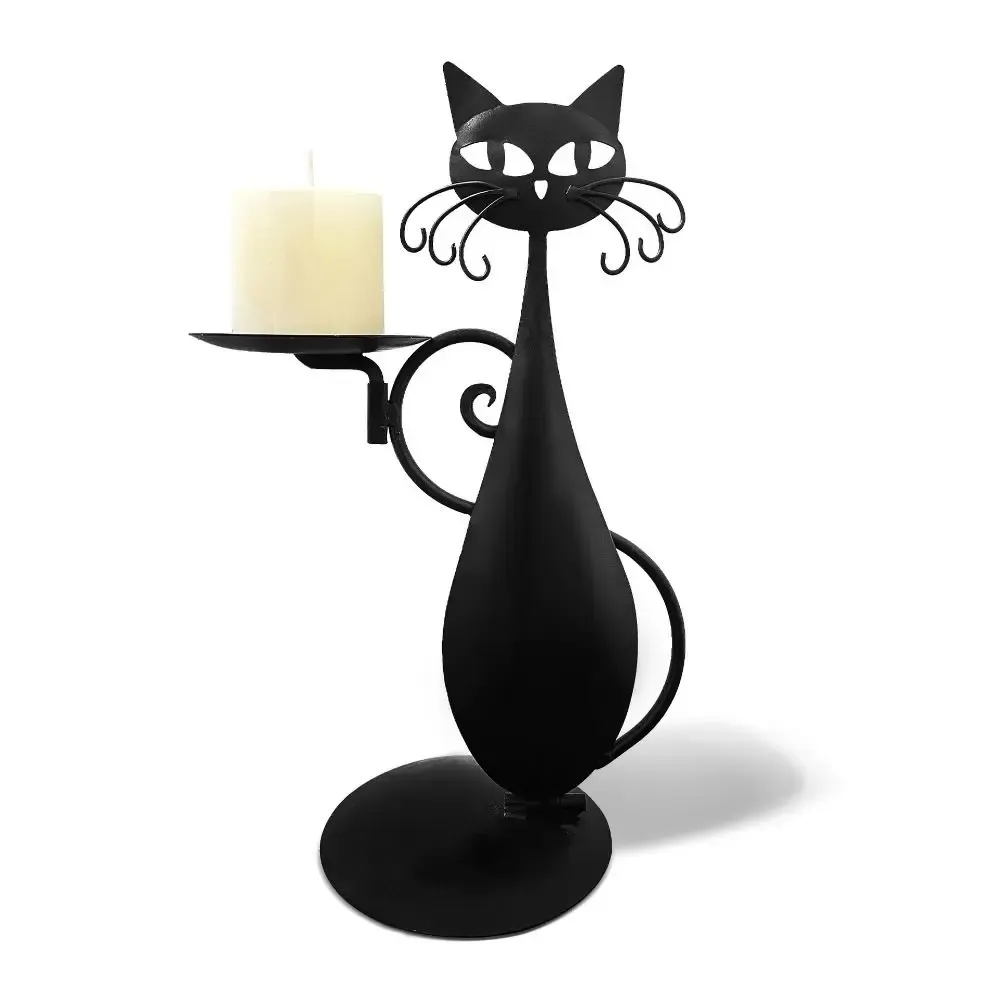 Velas 1pc preto para o cenário de gatos Vintage Candlestick Desktop Candle Stand Decor for Farmhouse Party Centerpipe Decoration Presente