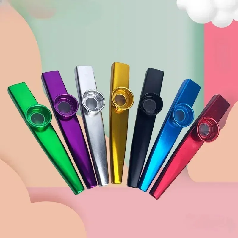 Kazoos En Métal Alliage Aluminium | Lot De 8 Avec 16 Membranes | 6 Couleurs Arc-en-ciel