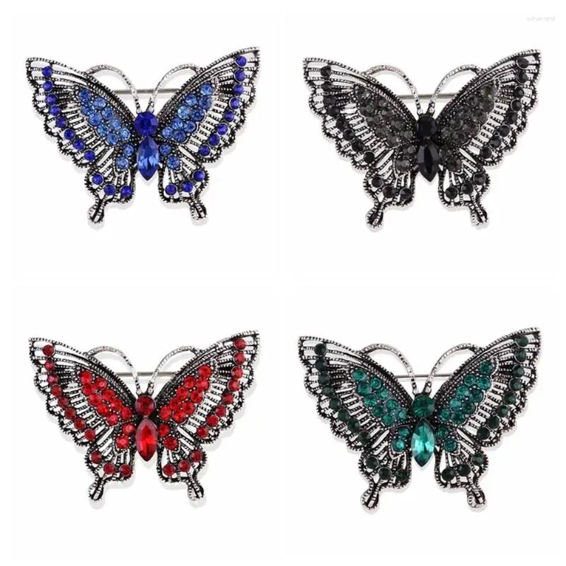 Broches en strass de papillon cristal vintage corsage mousseux de personnalité épingles