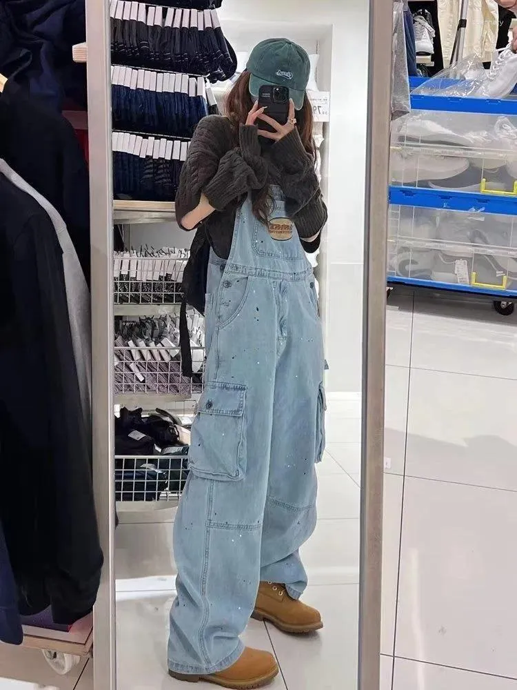 Loose denim overalls best sale