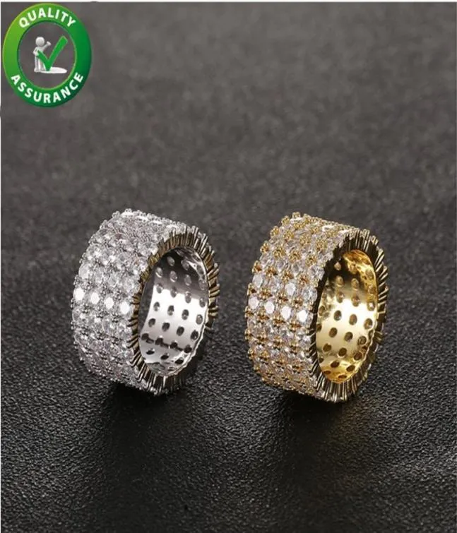 Designer Jewelry Men Anneaux Hip Hip Engagement Magas de mariage Anneaux Love Ring Luxury Diamond Iced Out Bling Gold Ring RA2835804