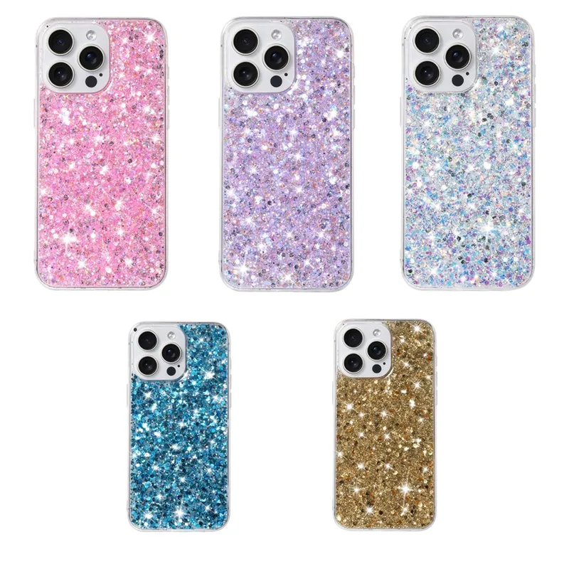 İPhone 15 için Sequins Yumuşak TPU Kılıfları 14 Pro Max 13 12 11 X XS XR 8 7 6 Samsung S24 Ultra S23 A04S A55 A35 A05S A05 A15 A25 A34 A54 A14 A23 Foil Confetti lüks telefon kapağı