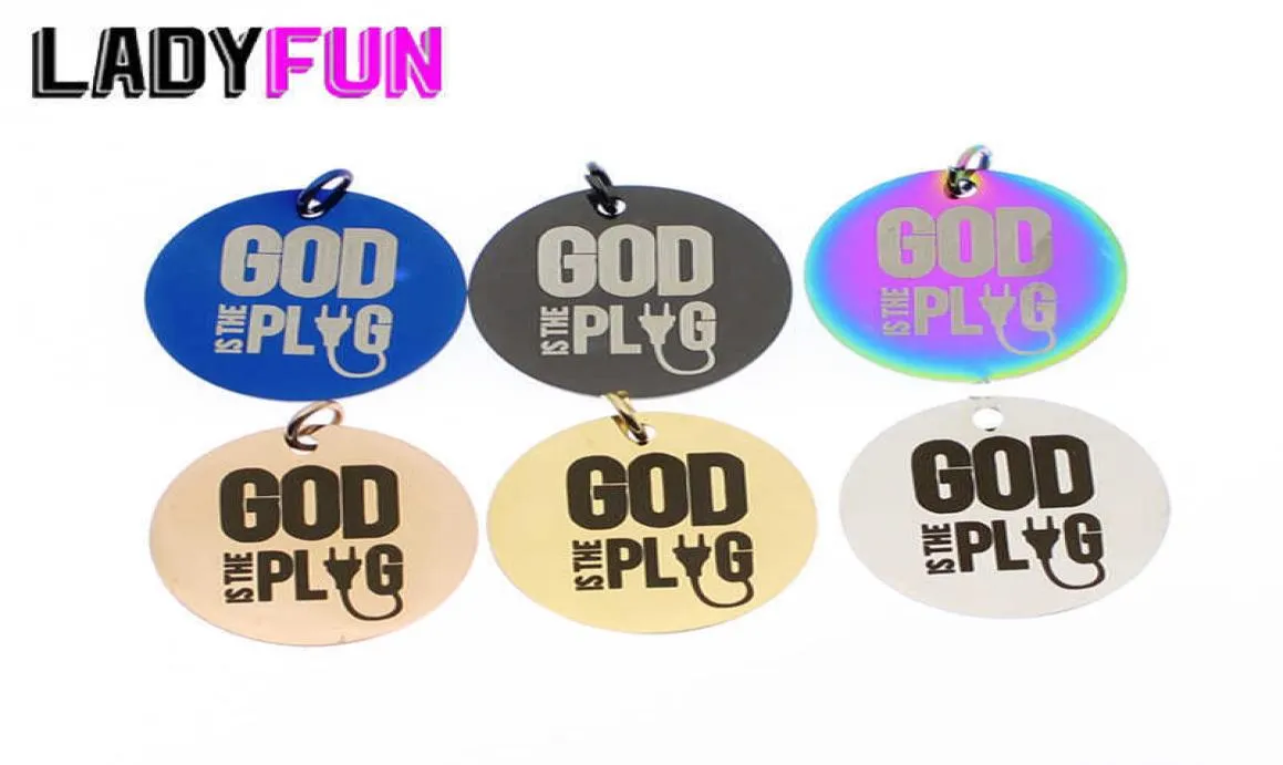 Ladyfun roestvrijstalen charme god is de plug hanger Charms 25mm 20pcslot 2107208878314