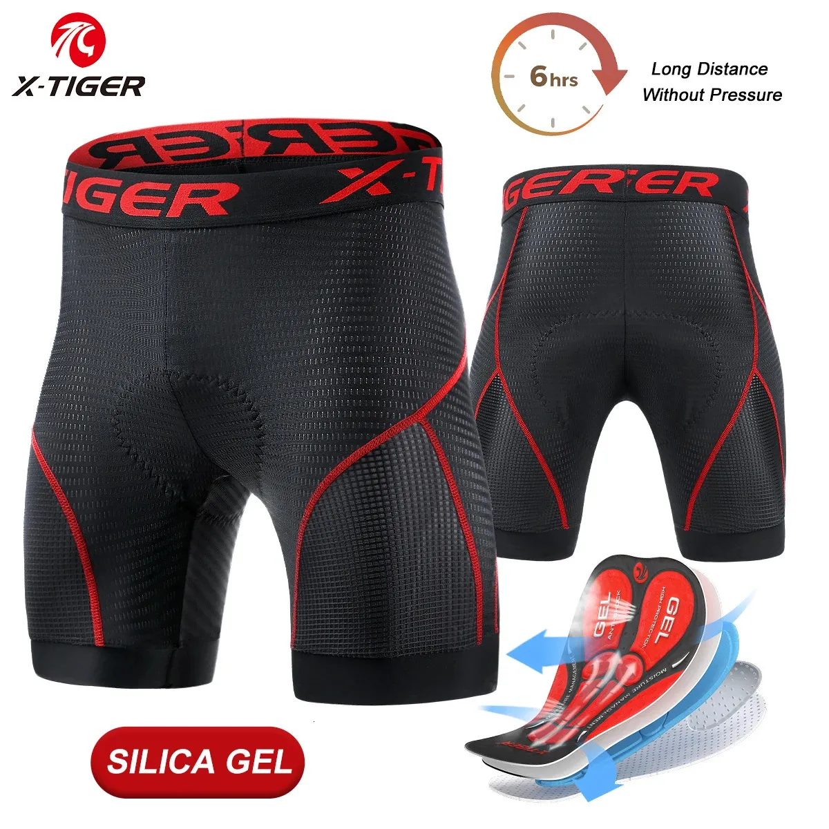 X-Tiger Bicycle Underwear Gel Pad Ademend Non Slip Heren Bicycle Shorts Shockproof Bicycle Underwear Road Bicycle Riding Shorts 240425