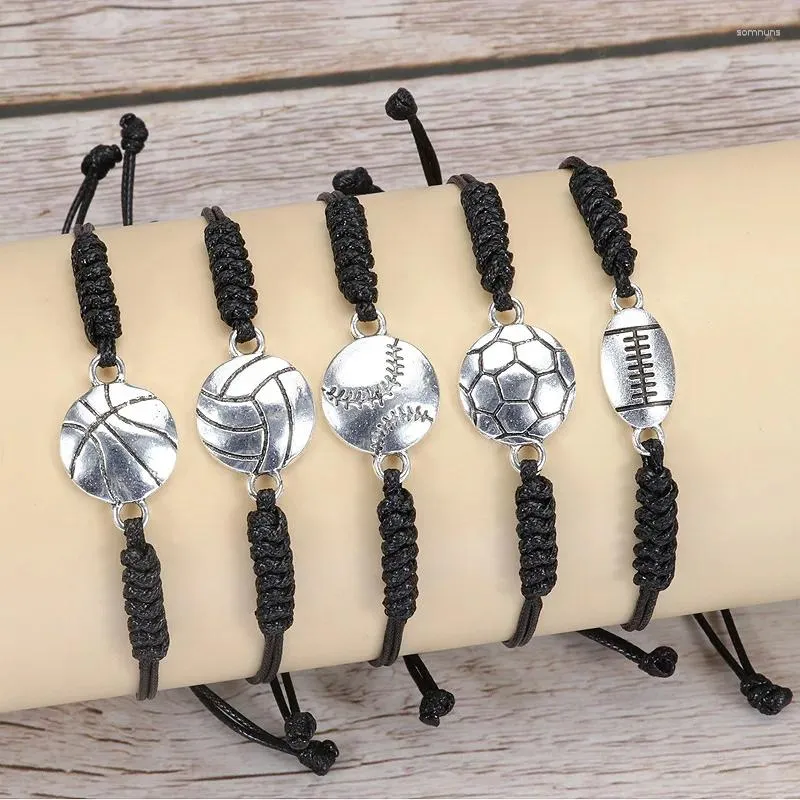 Bedelarmbanden mode geweven armband verstelbaar handgeweven paar gevlochten voetbal basketbal kralen gepersonaliseerde sieraden accessoires