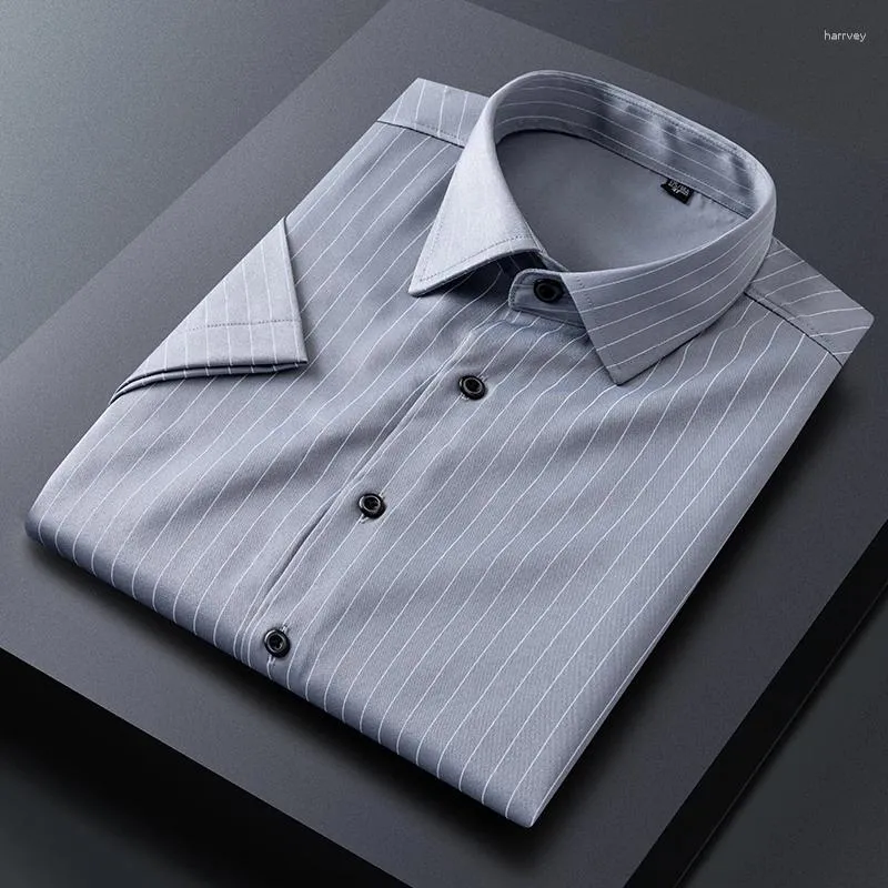 Herren Polos Business Casual 2024 Sommer kurzärmelig gestreifte Hemden Outwear Slim Fit T-Shirts Social Office Top Tees Kleidung