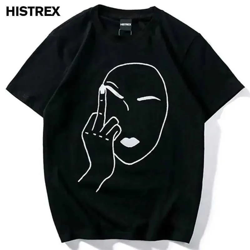 Herren-T-Shirts 2024 Mittelfinger gedrucktes T-Shirt Hip Hop Harajuku Kurzes Slve T-Shirt Fashion Casual Funny T-Shirt Cotton Strtwear Tops TS H240506