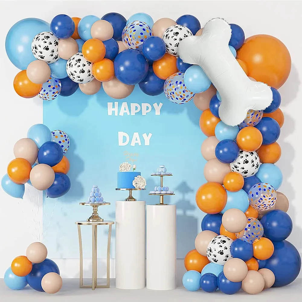 117PCS Dog Paw Bone Foil Ballonnen Sets Paws Prints Thema Garland Arch Children Birthday Party Festival Decor 240506