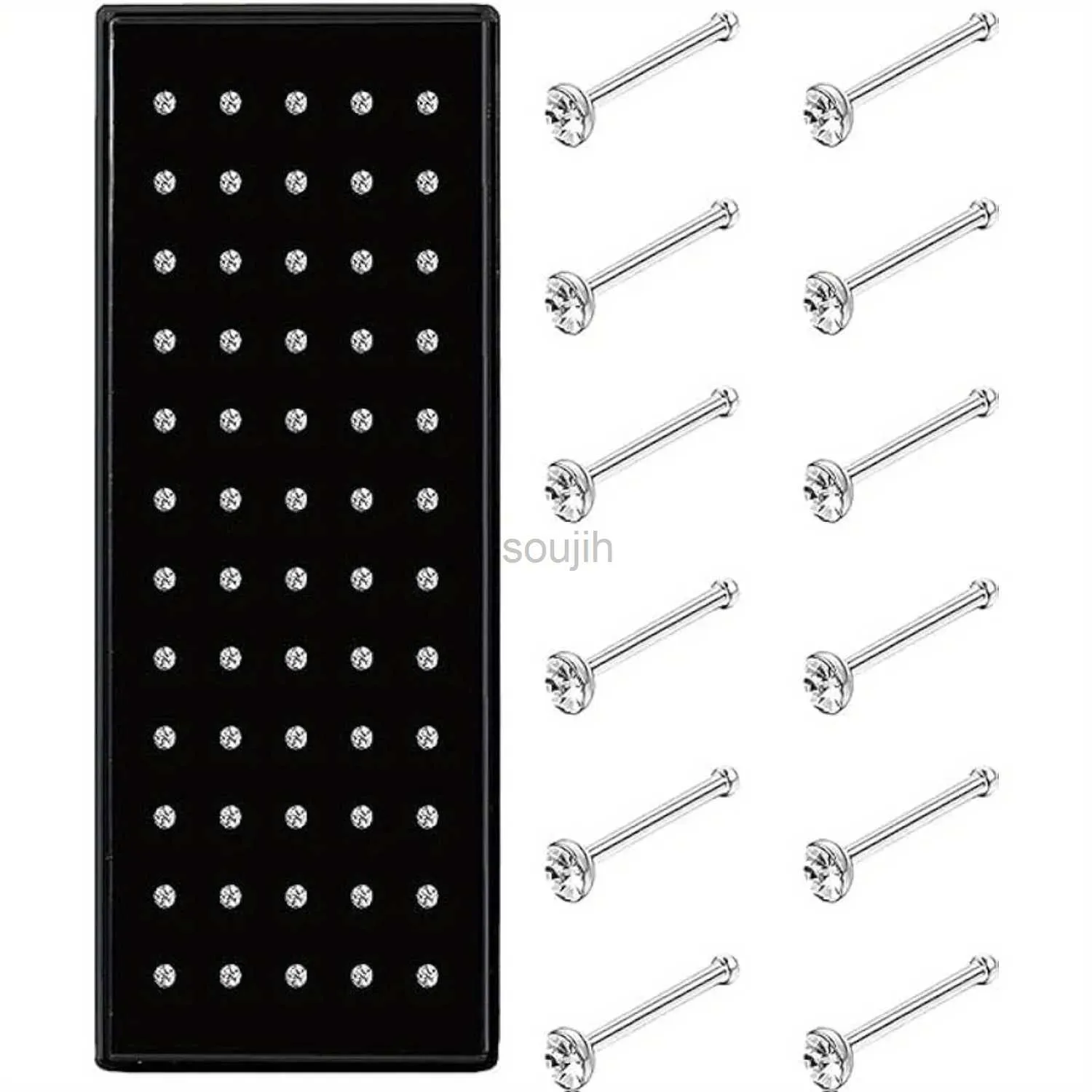 Body Arts Drperfect 22g 60st Rostfritt stål Nässtänger Ringar Piercing Pin Body Jewelry 1,5 mm 2mm 2,5 mm D240503