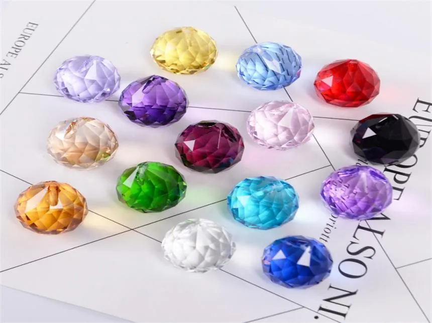 Mini colorato a sfera di cristallo da 30 mm Crystal Crystal con pendenti di cristalli appesi a foro per perline Accessori 5619647