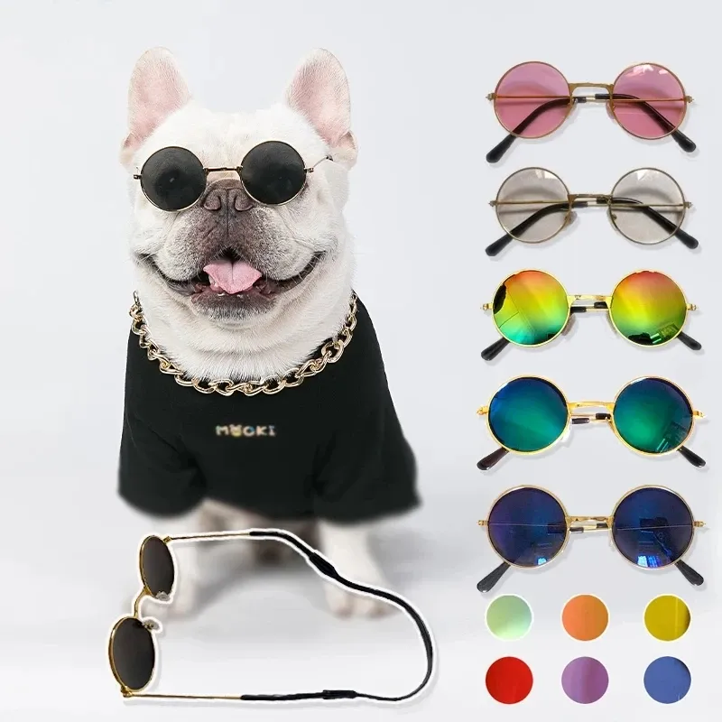 Case adorabili occhiali da sole rotondi vintage Reflection Eye Wear Glasses per piccoli cani da gatto foto per animali domestici prodotti per animali