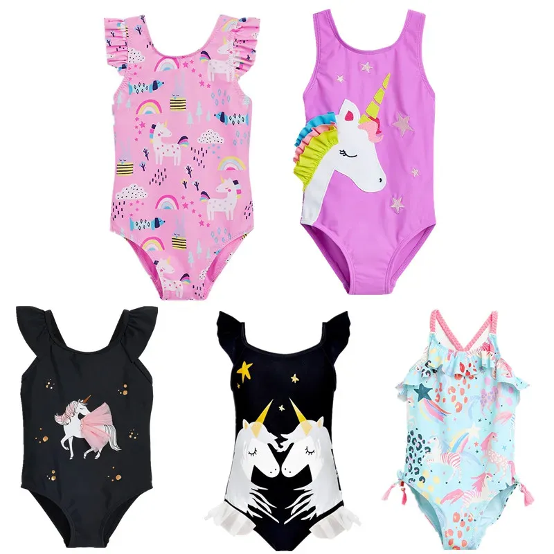 Badebekleidung Sommer Neue Unicorin Badebekleidung für Babi Girl Infant One Piece Bikini 12m Neugeborene Mädchen Cartoon Einhorn Badeanzug Baby Bad Kleidung