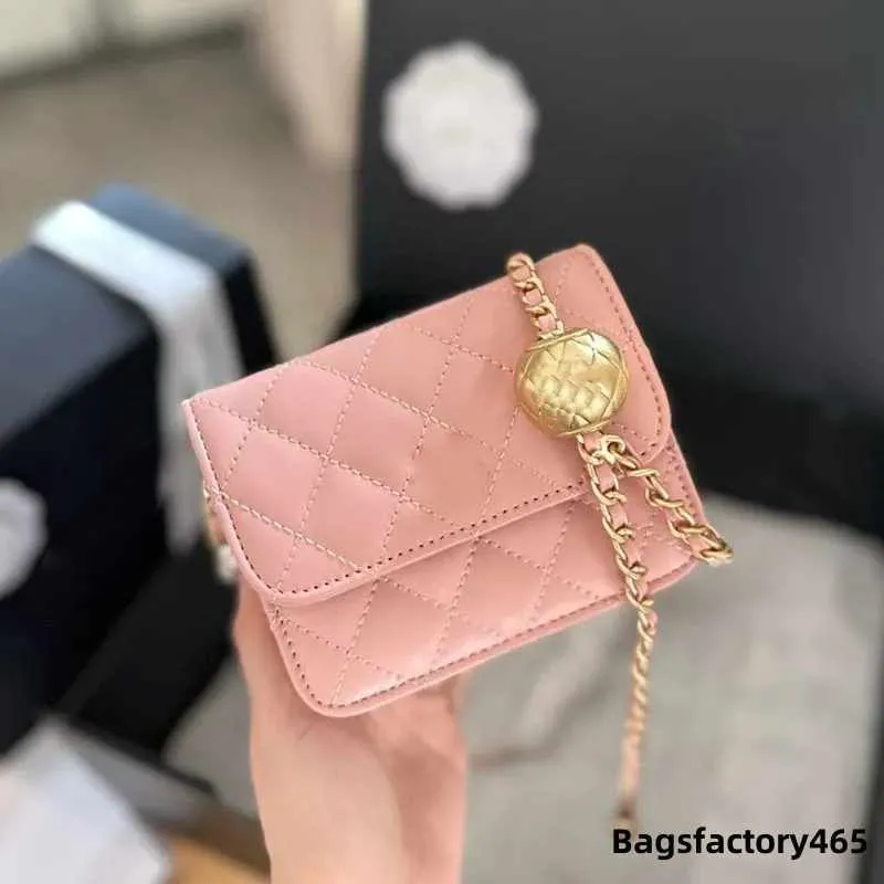 CHANEI Mini Gold Ball Women Designer Wallet 13CM Leather Diamond Lattice Luxury Handbag Underarm Vintage Cute Coin Purse Adjustable Chain Ca