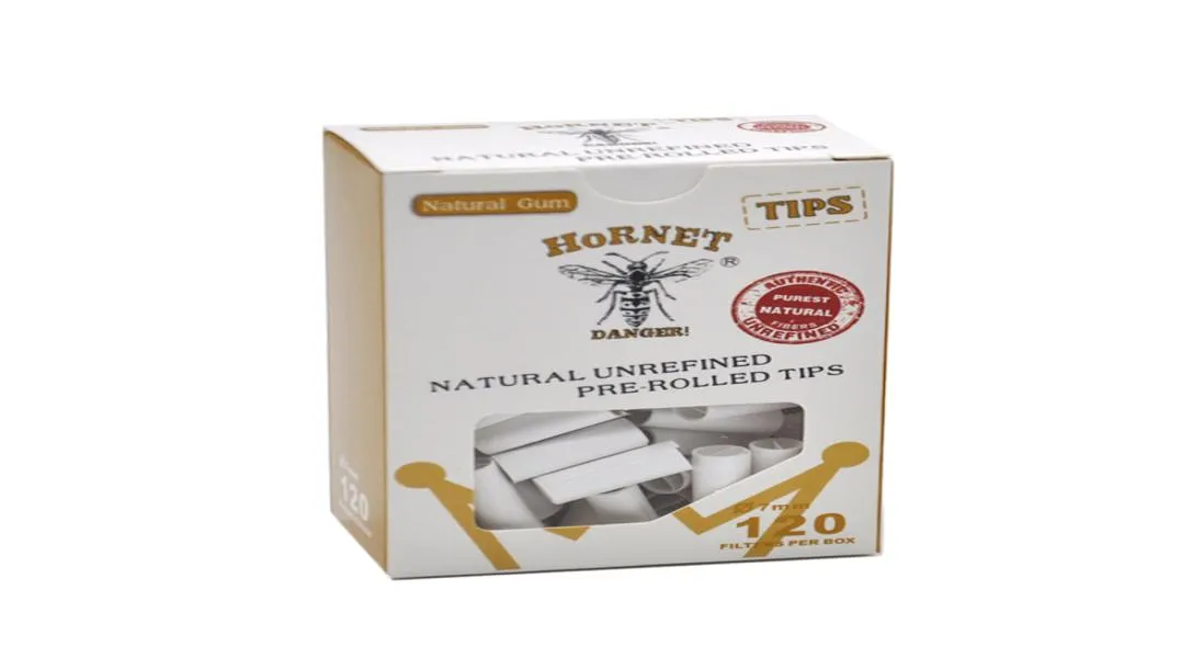 120pcs Hornet Fumer Filtre Tie par boîte Pré-cigarette Natural Cigarette Conseils 7mm9424804