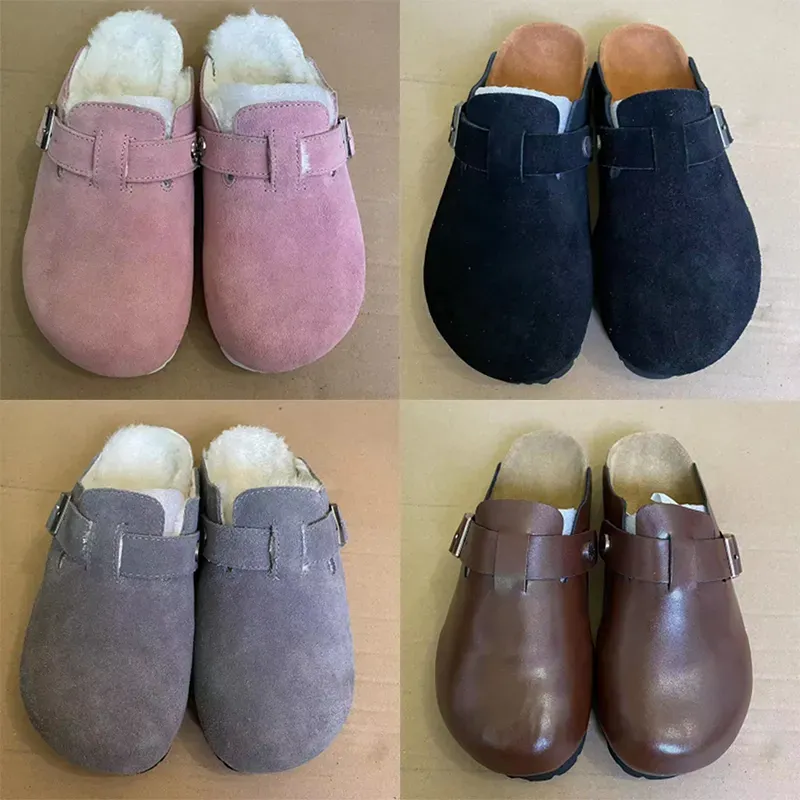 Pantoufles allemand des femmes pantoufles pour femmes baskets designer femmes sandales shearling squeded soots pantoufle pantoufle rose rose noire pierre taupe lisse l