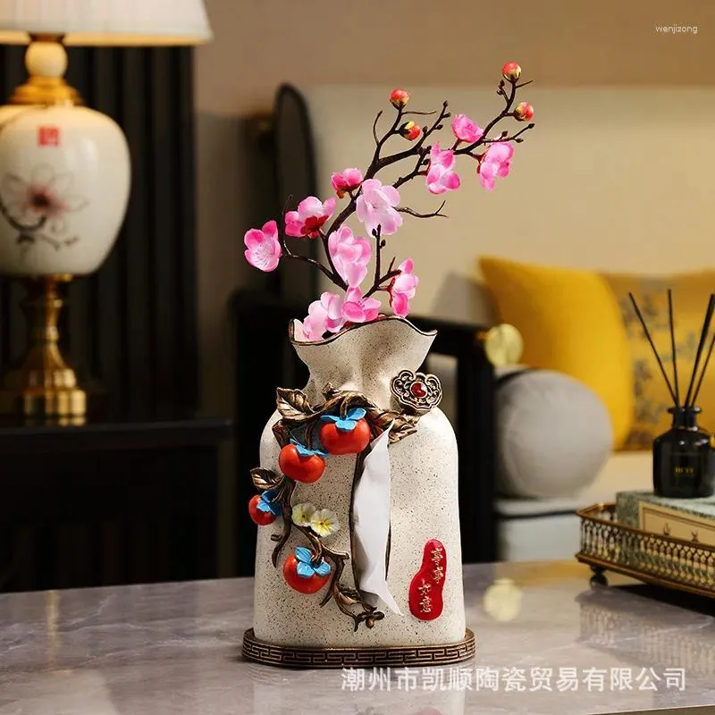 Vaser multifunktionell vävnadslåda vardagsrum soffbord papper kreativt blommor arrangemang dekoration
