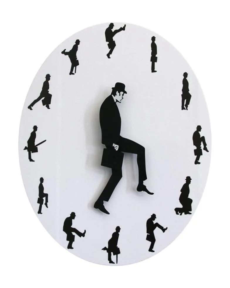 Silly Walks Comedian Funny Walking Nieuwheid Wall Clock Watch Ministry of Comedy TV Series Home Decor Silent For Slaapkamer 2201154759739