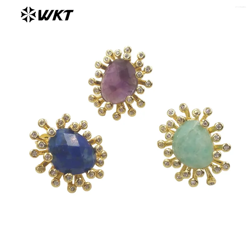 Boucles d'oreilles WT-ME092 WKT 2024 Style Stone Cumbic Zircon Femmes Natural Gem Luxury Mignon Design Ins