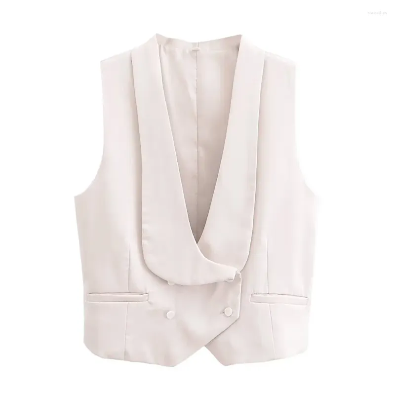 Kvinnors tankar 2024Zar Spring/Summer Clothing Style Versatile Casual Fashion Low Neck Sexy Suit Vest Top