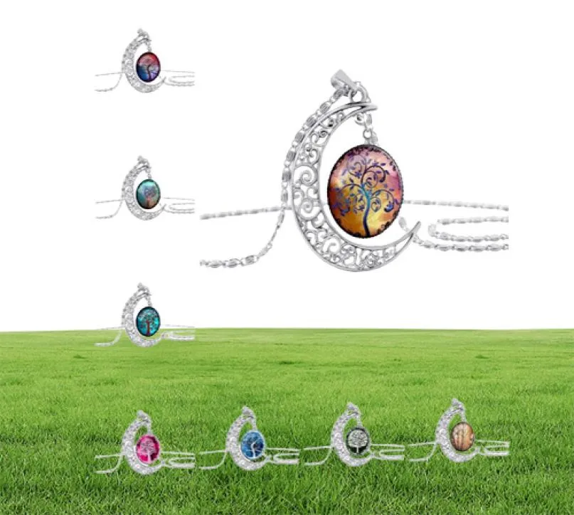 10pclot New Fashion Vintage Tree of Life Ожерелья Moon Gemstone Женщины подвесные ожерелья Полово вырезанные 8 микс -ювелирных стилей 3470553