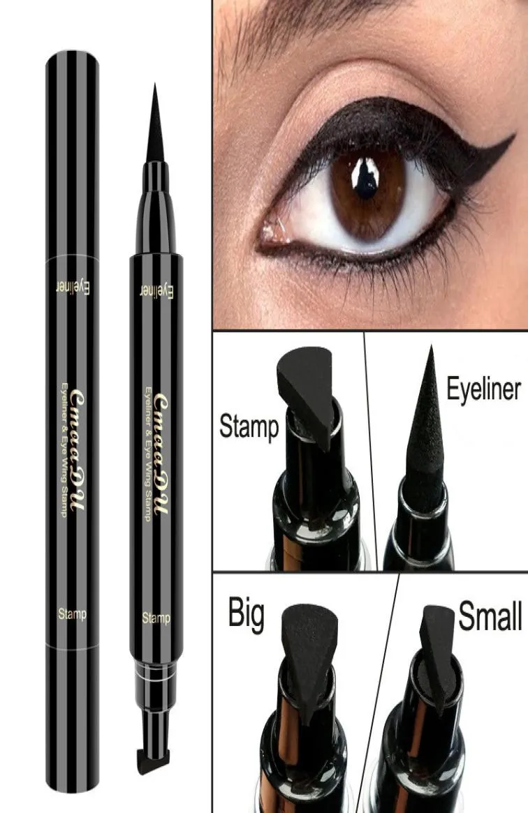 CMAADU Doppelflügeliger Eyeliner für Anfänger Winkelpinsel Eyeliner Stift Make -up Stempel Eye Liner Big und klein leicht zu tragen schwarze Augen 4201716