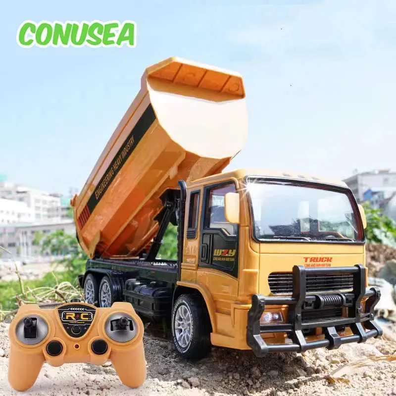 Electric/RC CAR RC Truck Dumper Car 2.4G Remote Control Engineering Voertuigauto's Trucks Tractor Speelgoed voor jongenskinderen Kinderen Kerstgeschenken T240506