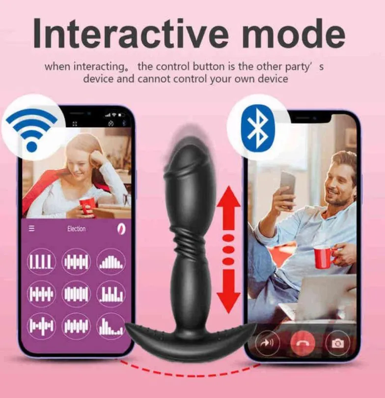 Nxy sexvibratorer Bluetooth Tryckande dildo Big Butt Plug Anal App Control Male Prostate Massage Anus Game for Men Gay 18 12084924746
