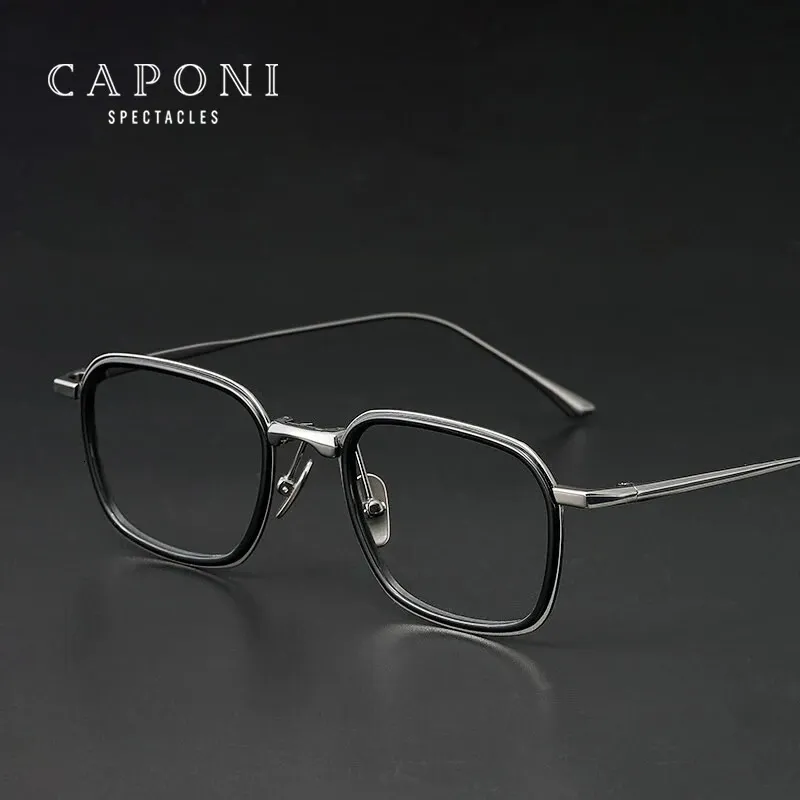Caponi Pure Herren Gläser Rahmen Computer Anti-Blau-Licht UV400 Schutz Brillen Mode Retro-Spektakel JF22010 240430
