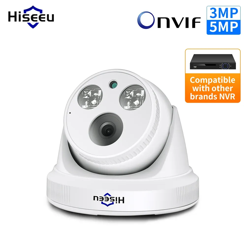 Kameras HiseU 3MP 5MP POE IP -Kamera H.265 Dome Camera 1536p Nachtsicht P2P -Bewegungserkennung für POE NVR 2.8 Linsen App Ansicht 30fps