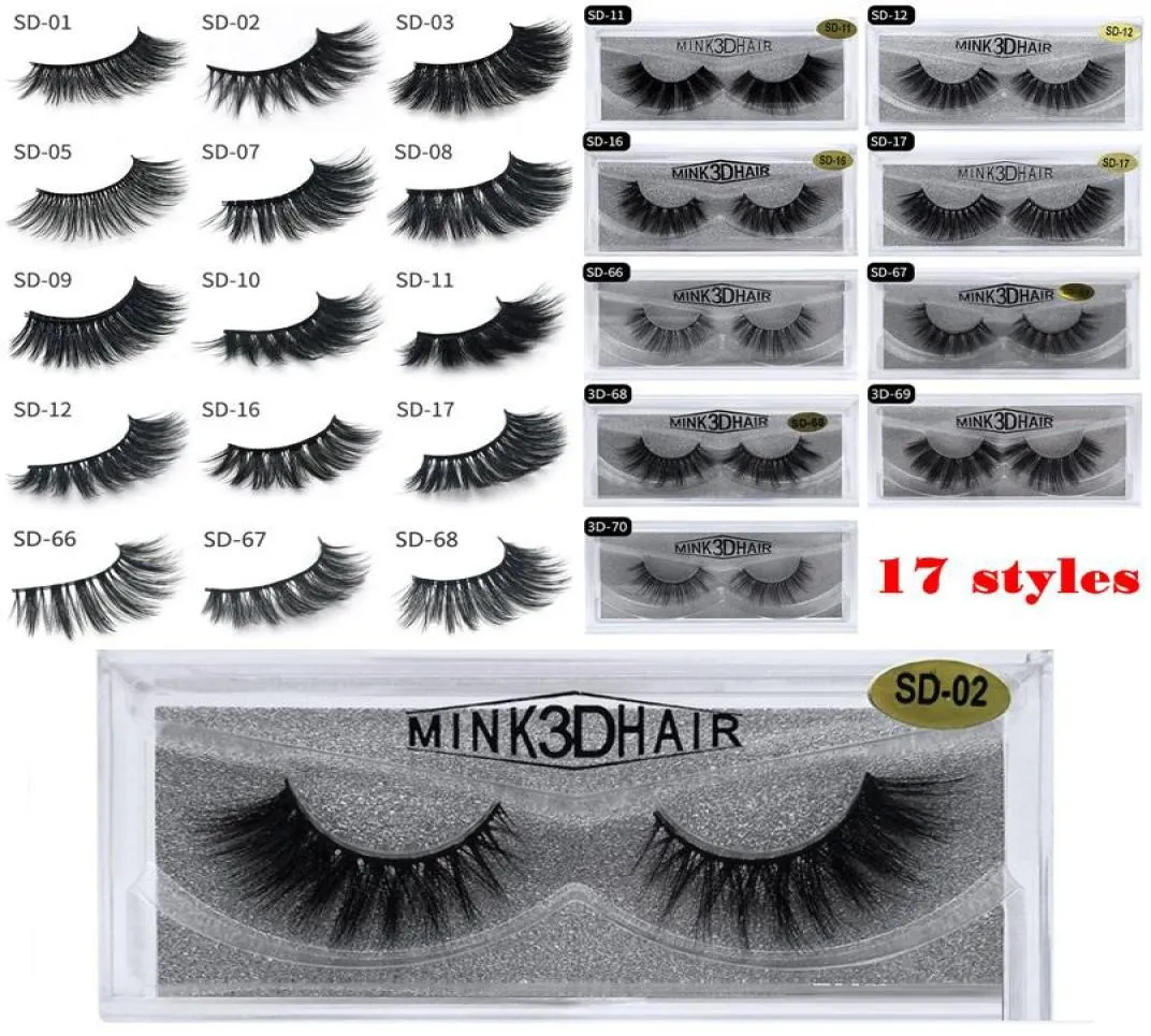 3D NORKUSY Makijaż oka Mink Fałszywe rzęsy Soft Naturalne, grube fałszywe rzęsy Rozszerzenie Narzędzia Beauty 3D Fałsz rzęs 17 Style9570901