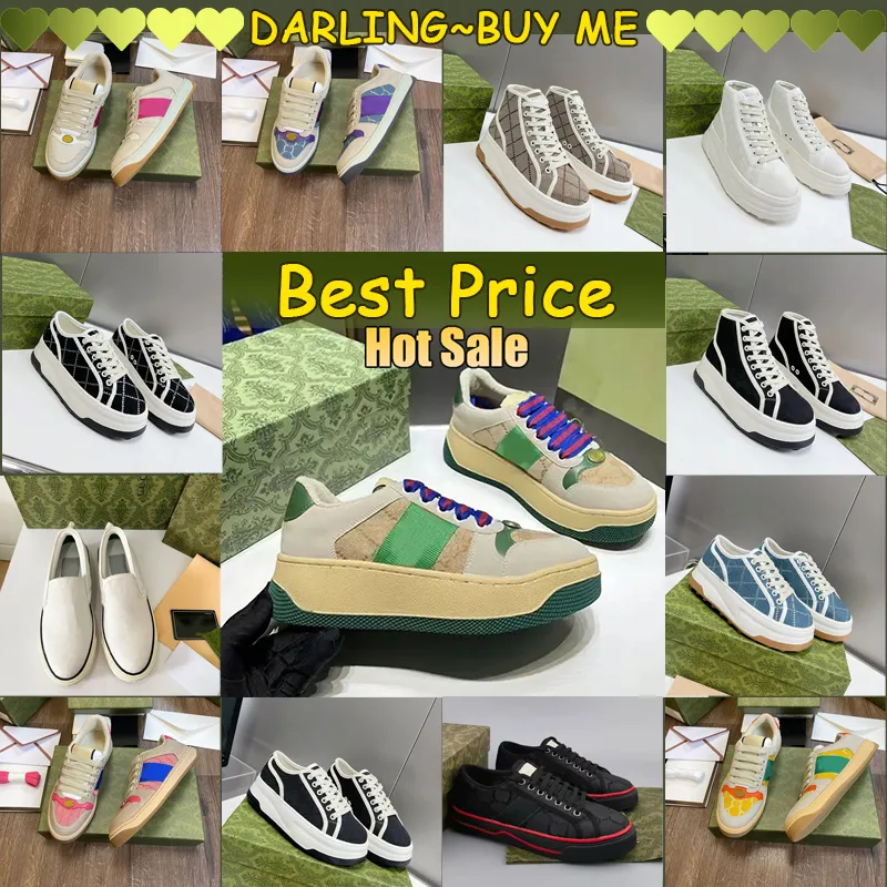 Tennis Casual Shoes Luxurys Designers Damesschoen Groene katoenen heren Sneakers Classic Womens 2024 Beste prijs nieuwe kwaliteit dagelijkse comfortabele stof vintage trendy