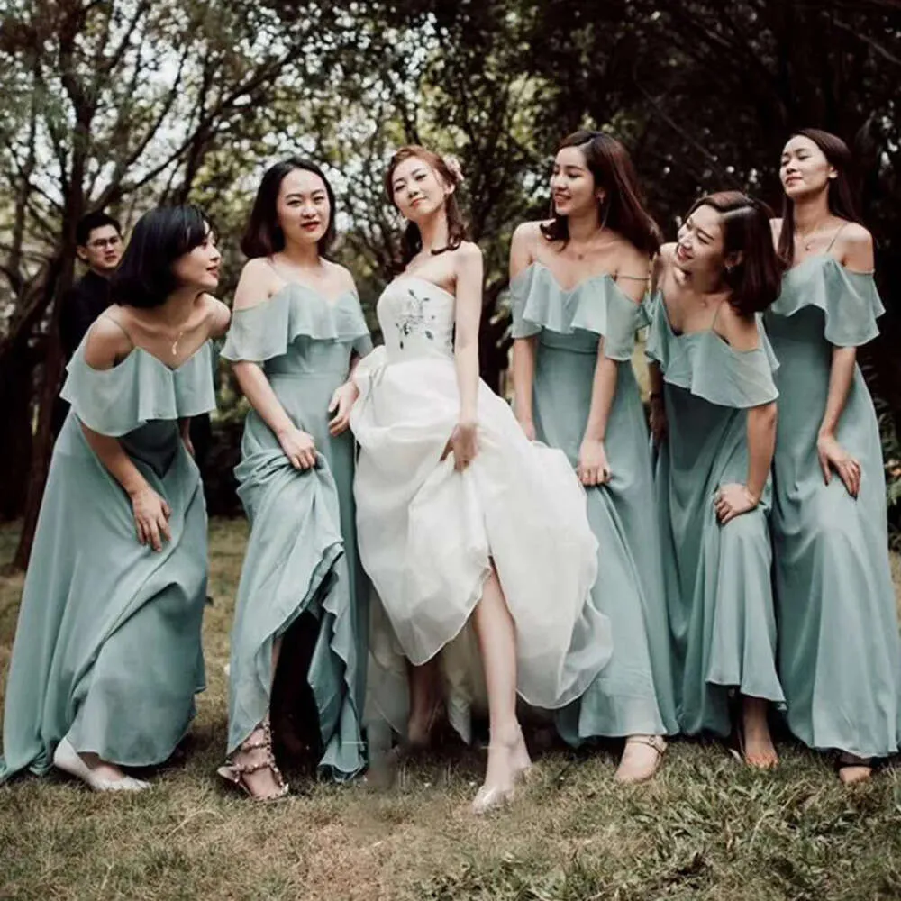 Chiffon Plus Size Bridesmaid Dress Floor-Length Spaghetti Strap Maid of  Honor Gown for Beach Wedding from Dhgate Bridesmaid Dress - price 113.54