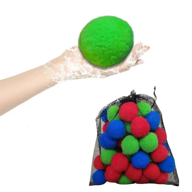 50 pc Pere d'acqua riutilizzabili Sponge Acqua Bombb Bombb Plash Balloons Kids Assorbent Cotton Splash Soaker Balls Water Fighting Game Toys 240423