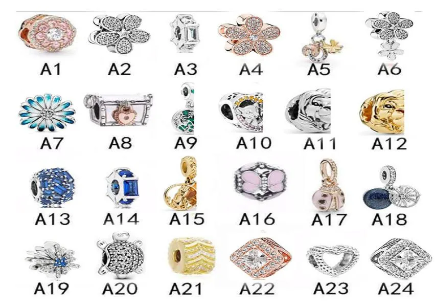 S925 Silber P Brand DIY BRACELLETS Halsketten Charms Anhänger mit glänzenden Kristallmodemener Schmuckzubehör 1056041