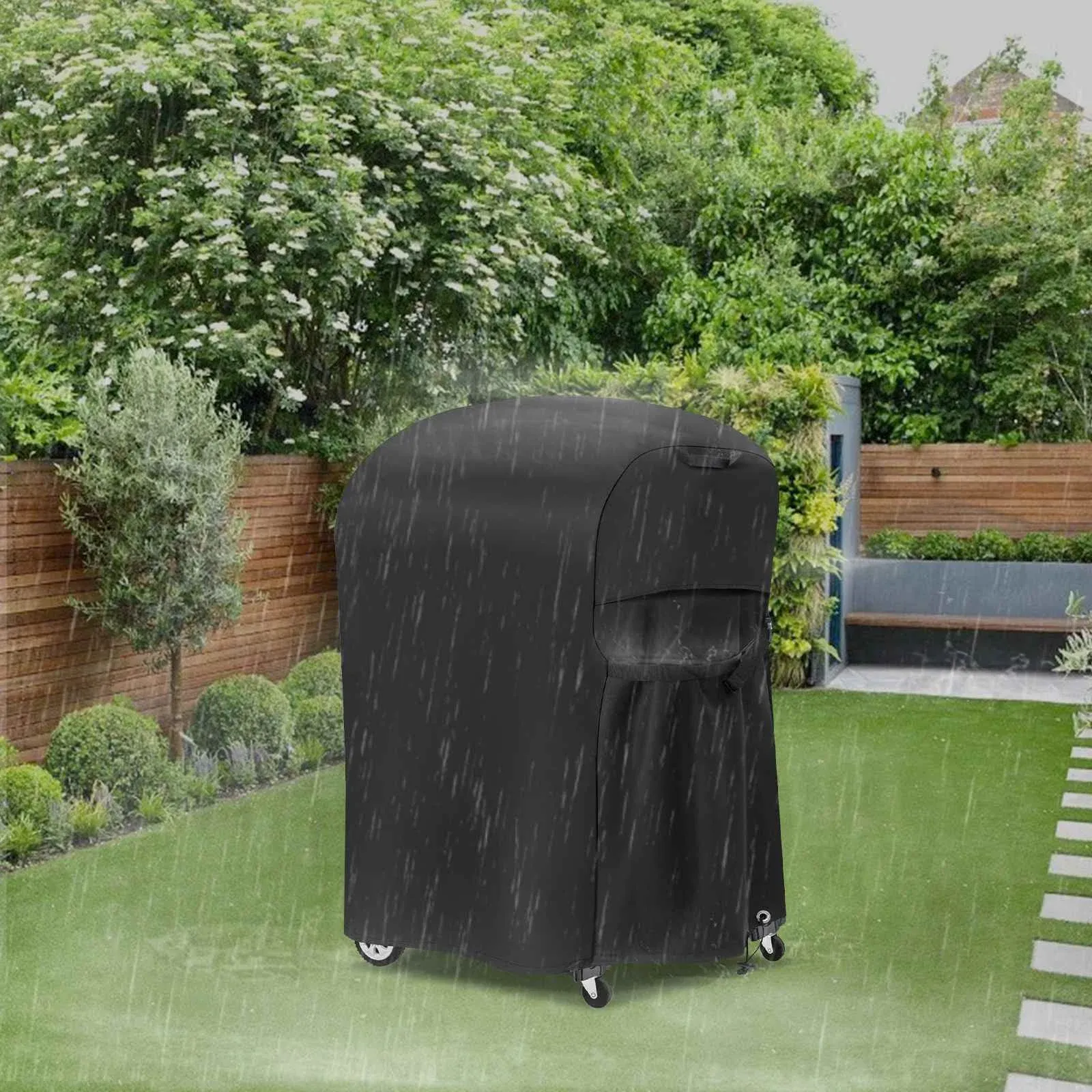 Grillar utomhus BBQ -täckning svart 600D polyester oxford tyg tung dammtät regntät solskyddsmedel grill grillskydd