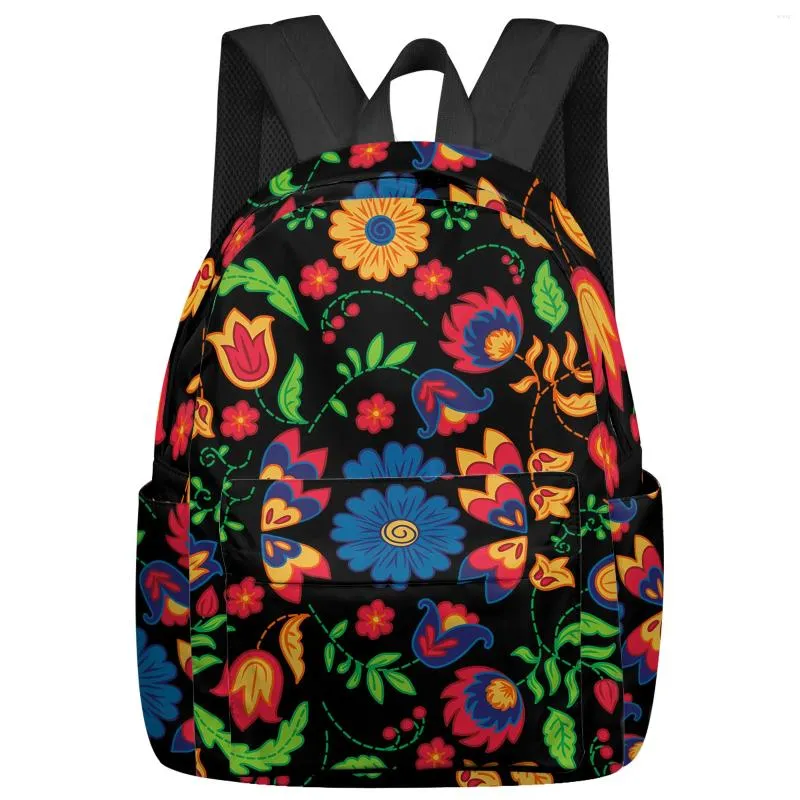 Mochila Mochila Méxica Folha de Flores Feminina Mochilas Adolescentes Bolsas de Estudantes Laptop Custom para homens Mulheres viagens femininas mochila