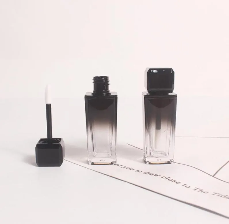 Bottiglie di stoccaggio barattoli da 10 ml di gradiente nero gradiente vuoto guscio di lucidala lucidalabbra per lip gols tubo cosmetico contenitore ricaricabile PA6376776