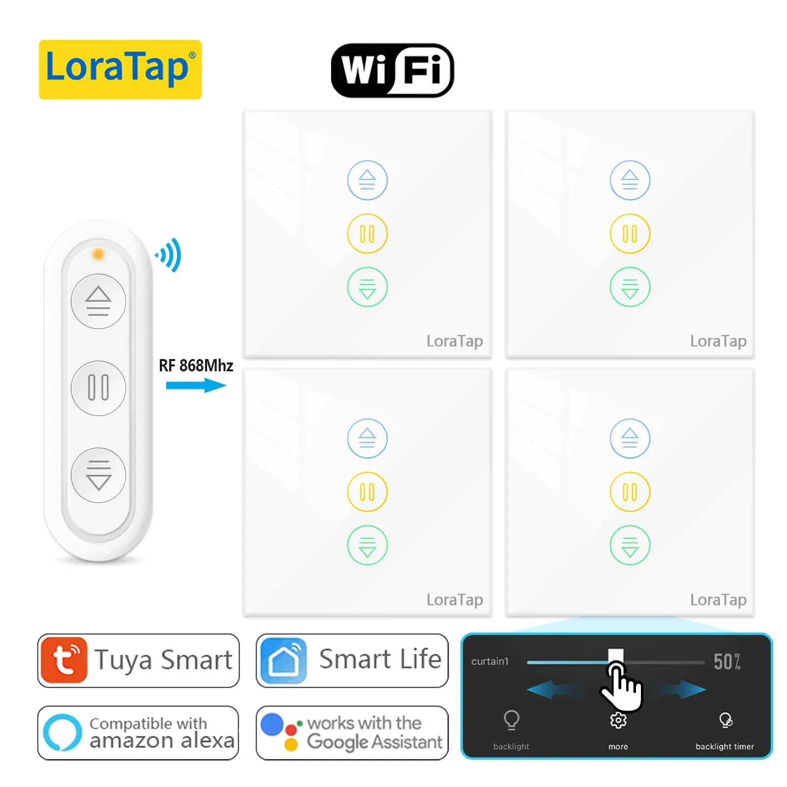 LORATAP ROLLER STATTER SCHLOSSER HAPPENSCHALTUNG FÜR WINDERSCHEN MOTOR TUYA Smart Life App Fernbedienung Prozentsatz Google Home Alexa 240426