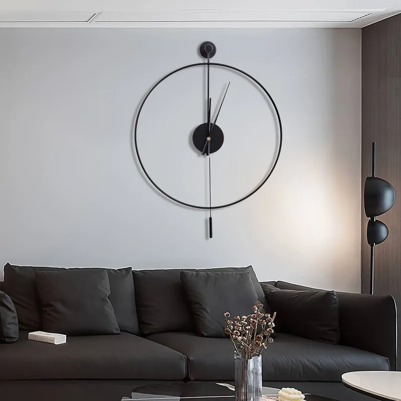 Zegary ścienne klasyczne duże nowoczesne okrągłe minimalistyczne zegar z wahadłem huśtawki, nie niszczące cicha metalowa dekoracyjna sztuka kreatywna