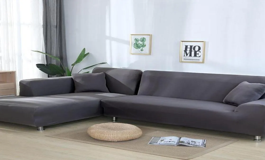 Color de color gris Couch Sofá Cover Cover Cover Sofá para la sala de estar Sectional Slip -Slippchair Muebles4374399