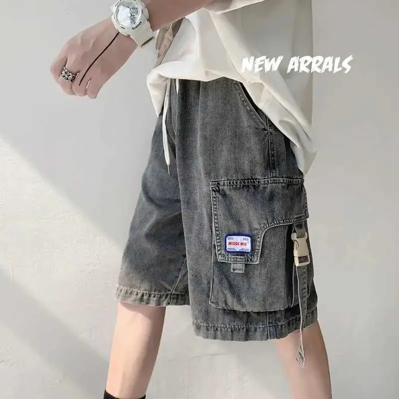 Herr shorts män denim casual shorts 220ss verktygsstil helt matchande trend jeans sommar kvinnors halva jeans unisex artiklar gata wearl2405