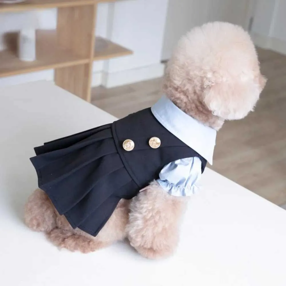 Hondenkleding huisdier herfst winter ins school uniform rok schattige geplooide shirt kleding kat en teddy h240506